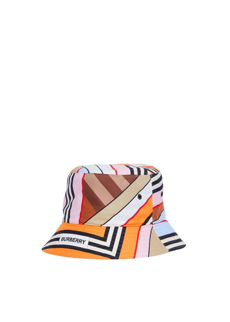BURBERRY Montage Print Silk Bucket Hat | endource display picture 1