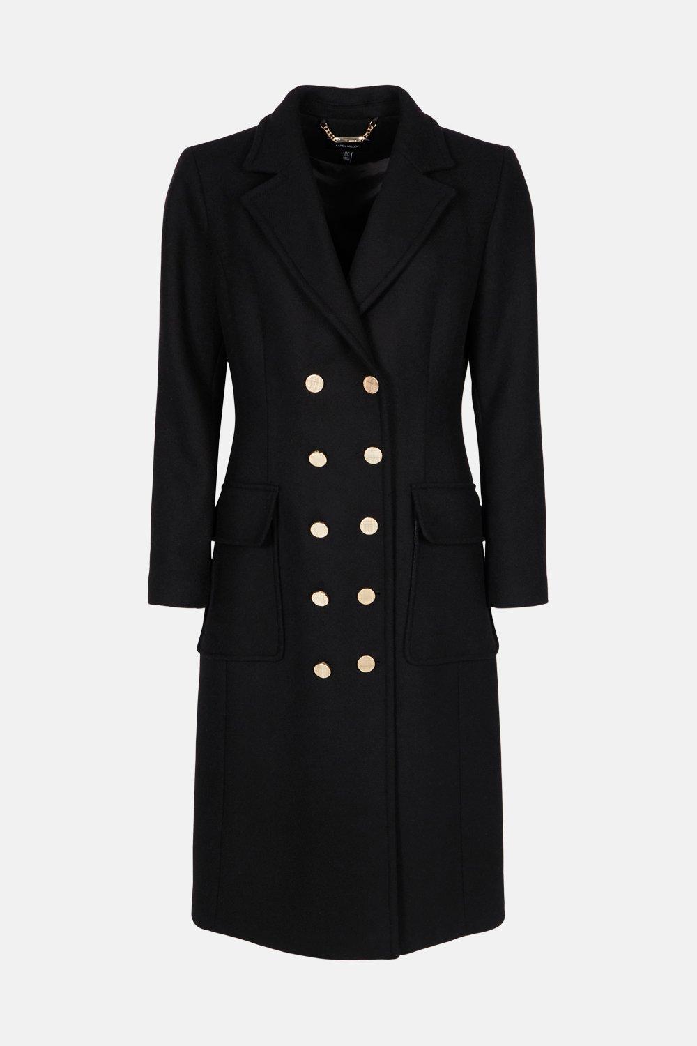 KAREN MILLEN Italian Wool Blend Double Breasted Coat