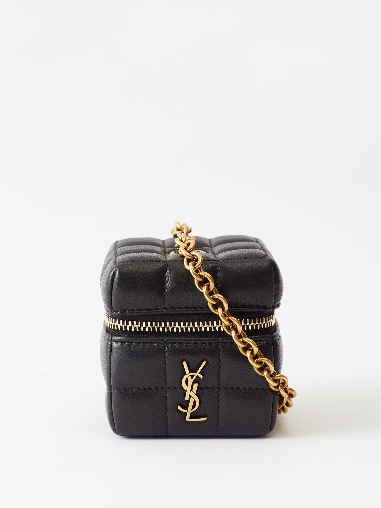 SAINT LAURENT YSL Mini QuiltedLeather Cube Bag in Black Endource