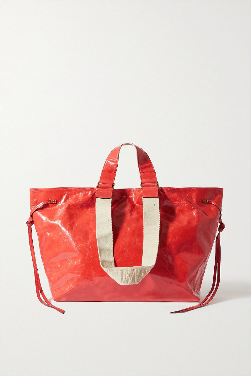 Wardy crinkled patent-leather tote