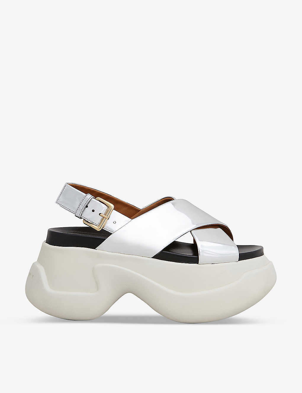 MARNI Fussbett Cross-Over Leather Platform Sandals endource