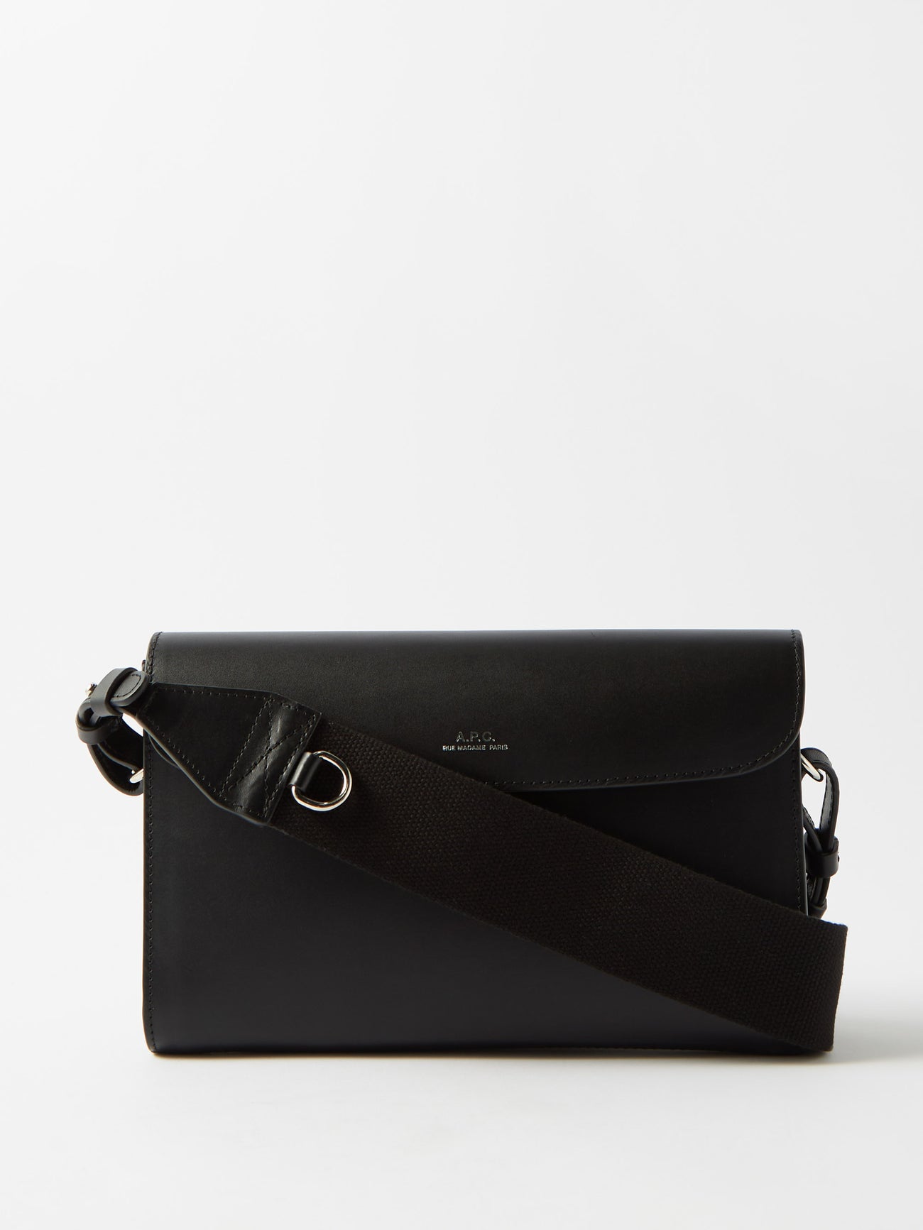 A.P.C. James Moulded-Leather Cross-Body Bag in Black | Endource