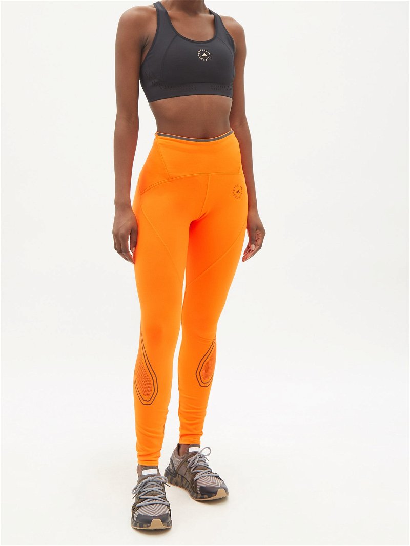 ADIDAS BY STELLA MCCARTNEY TruePace High-Rise Jersey Leggings in Orange