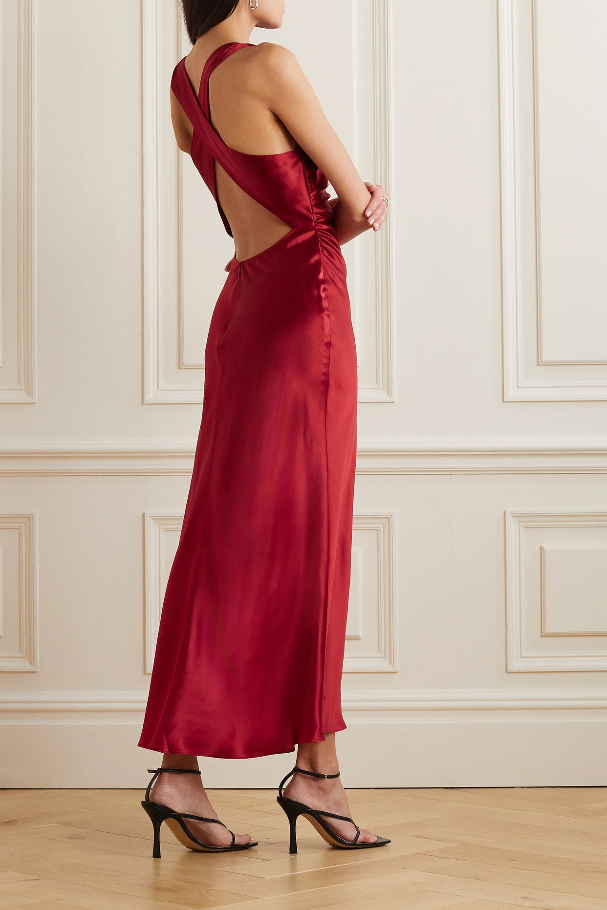 REFORMATION Casette Cutout Silk-Charmeuse Midi Dress | endource