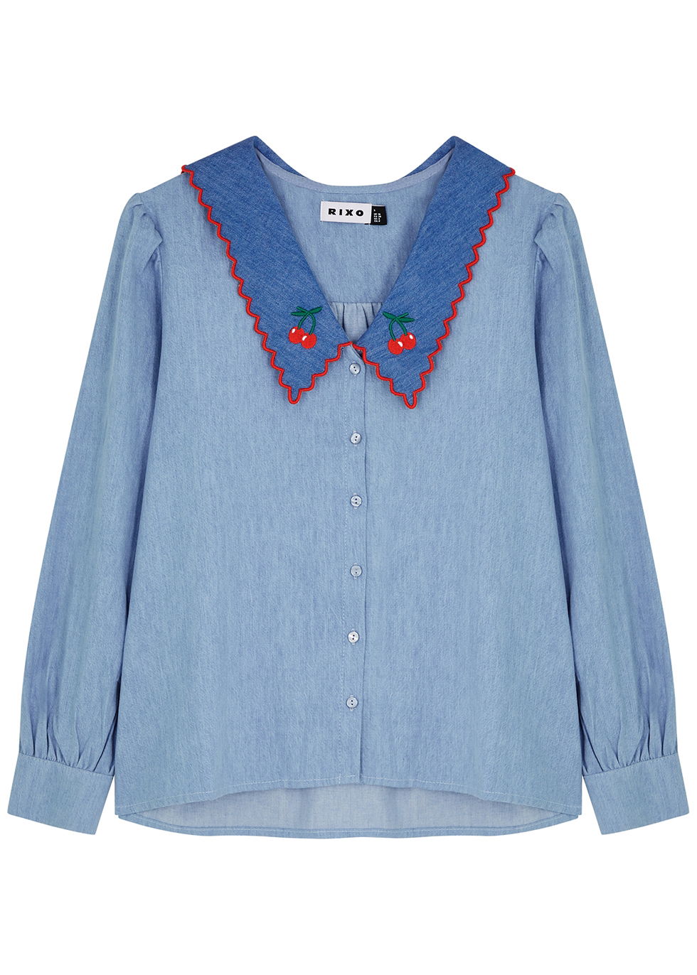 Embroidered Chambray Blouse