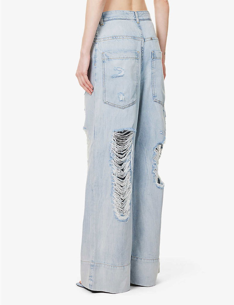 Distressed wide-leg jeans in blue - Givenchy