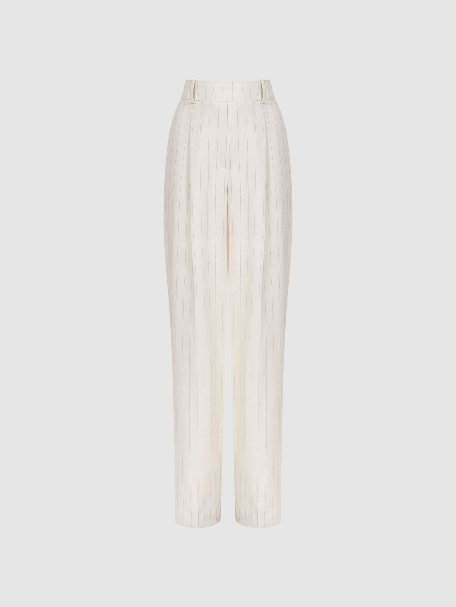 Reiss Arleth Wide Leg High Rise Pinstripe Trousers In White Endource