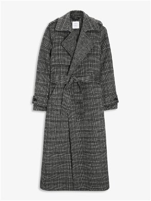 HUSH Long Wool Blend Trench Coat, Grey at John Lewis & Partners