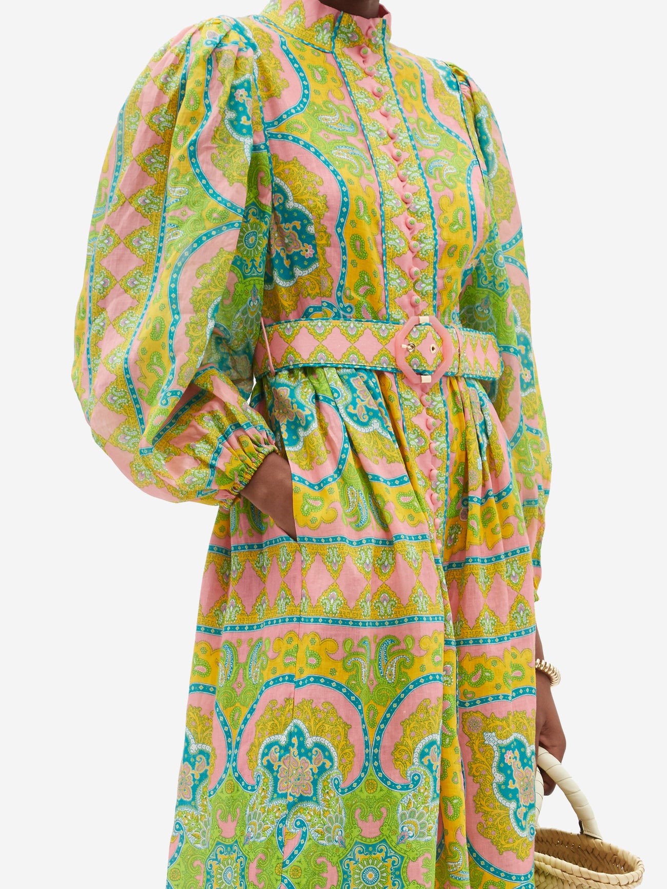 zimmermann green paisley dress 25% off Estelle Paisley-Print Linen-Voile Midi finished with a full