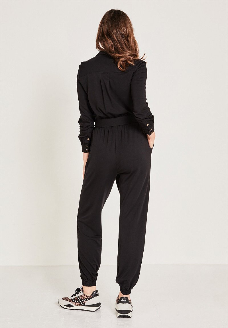 HUSH Raye Sparkle Jersey Jumpsuit, Black at John Lewis & Partners