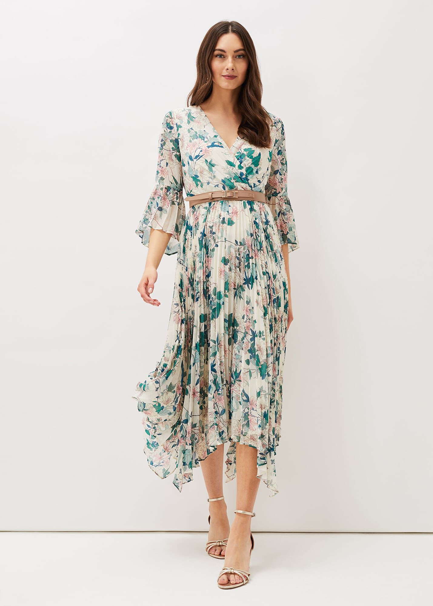 PHASE EIGHT Dani Floral Pleated Midi Dress | endource