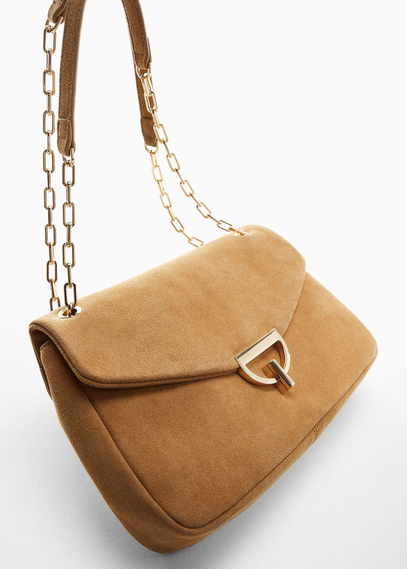 Mango Chain Suede Handbag in Brown