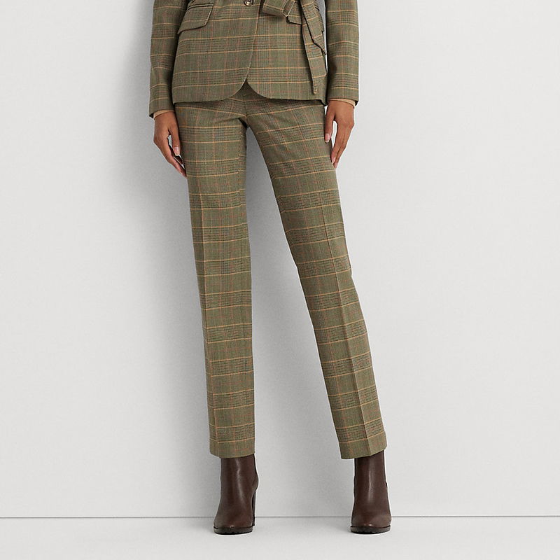 LAUREN RALPH LAUREN Checked Plaid Twill Straight-Leg Trouser