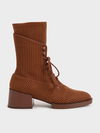 CHARLES & KEITH Knitted Lace-Up Ankle Boots | Endource