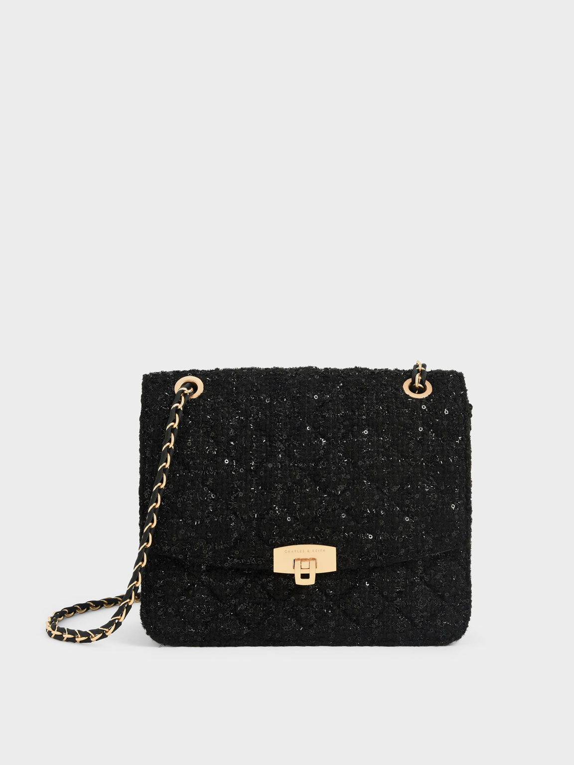 Charles Keith Tweed Tweed Chain Bag Túi Xách Nữ Charles Keith Este