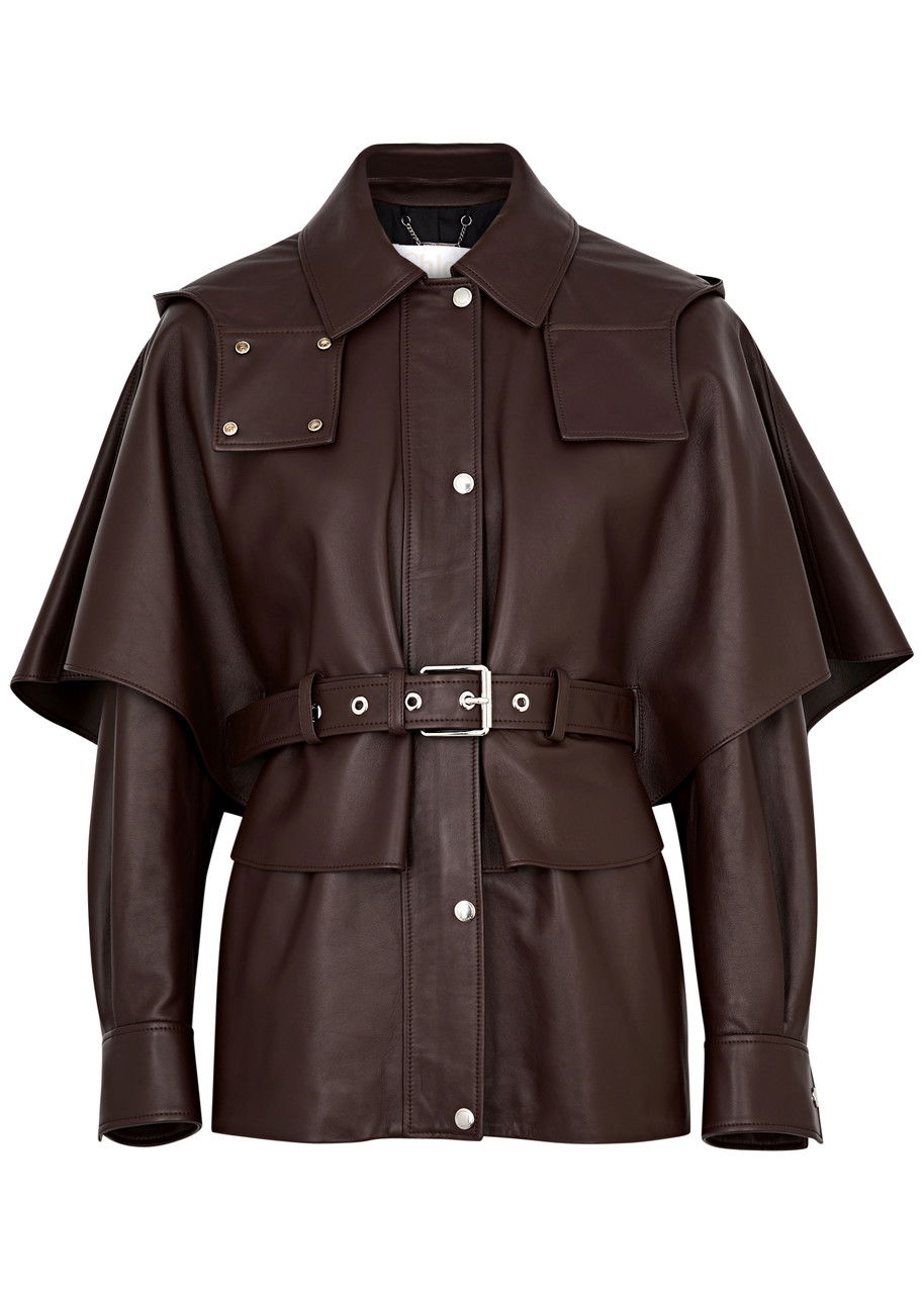 CHLOÉ Hooded Cape-Effect Leather Jacket | endource