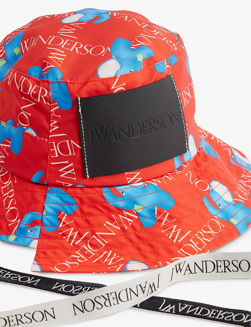 JW ANDERSON Asymmetric Graphic-Print Shell Bucket Hat endource