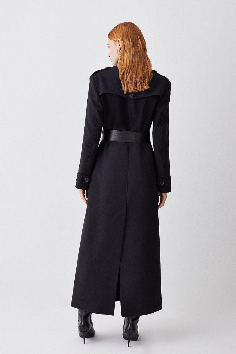 Compact Stretch Belted Double Breasted Maxi Coat | Karen Millen