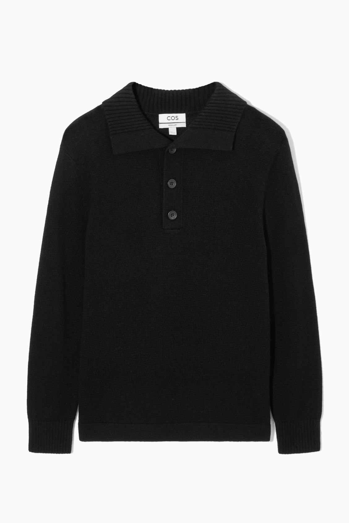 COS Wool And Cashmere Polo Shirt in BLACK | Endource