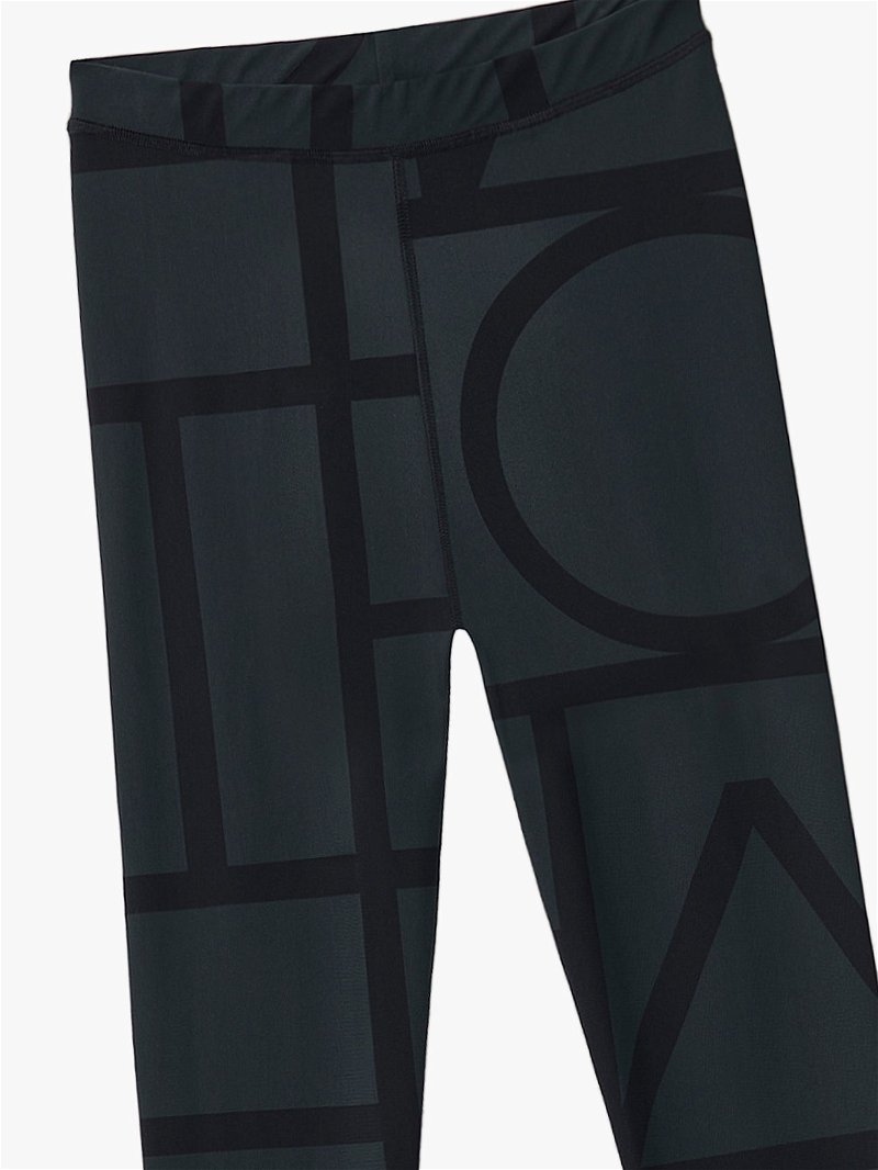 TOTÊME Leon Monogram-Print Jersey Leggings in Black