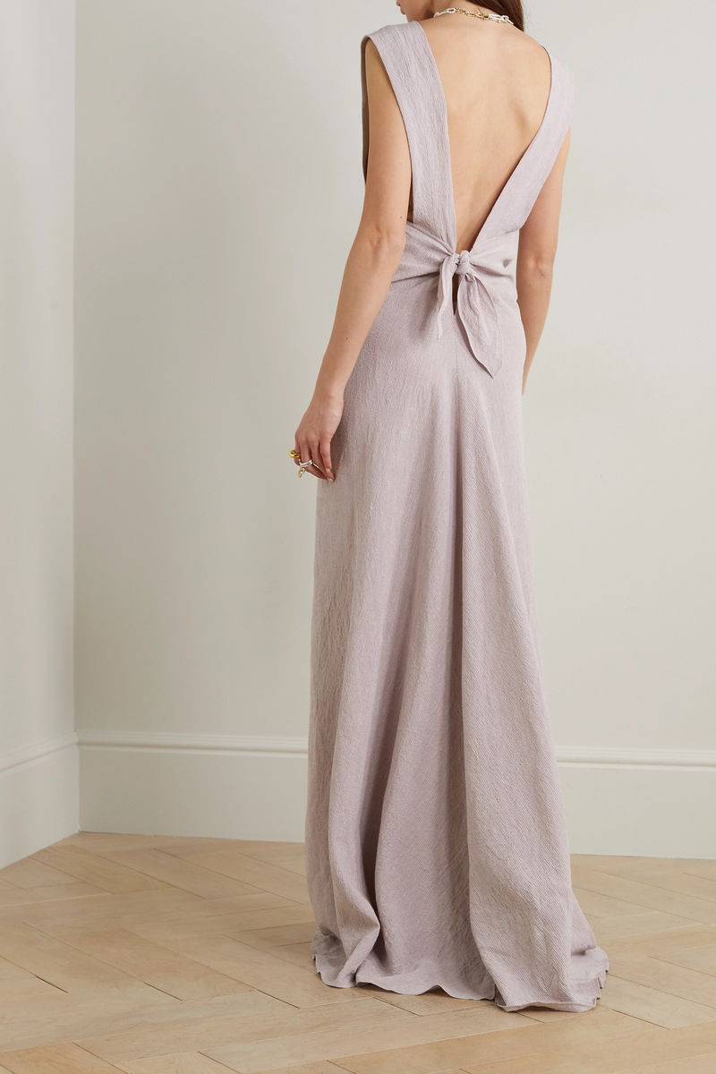 CORTANA Petra Open-Back Striped Linen Maxi Dress | endource