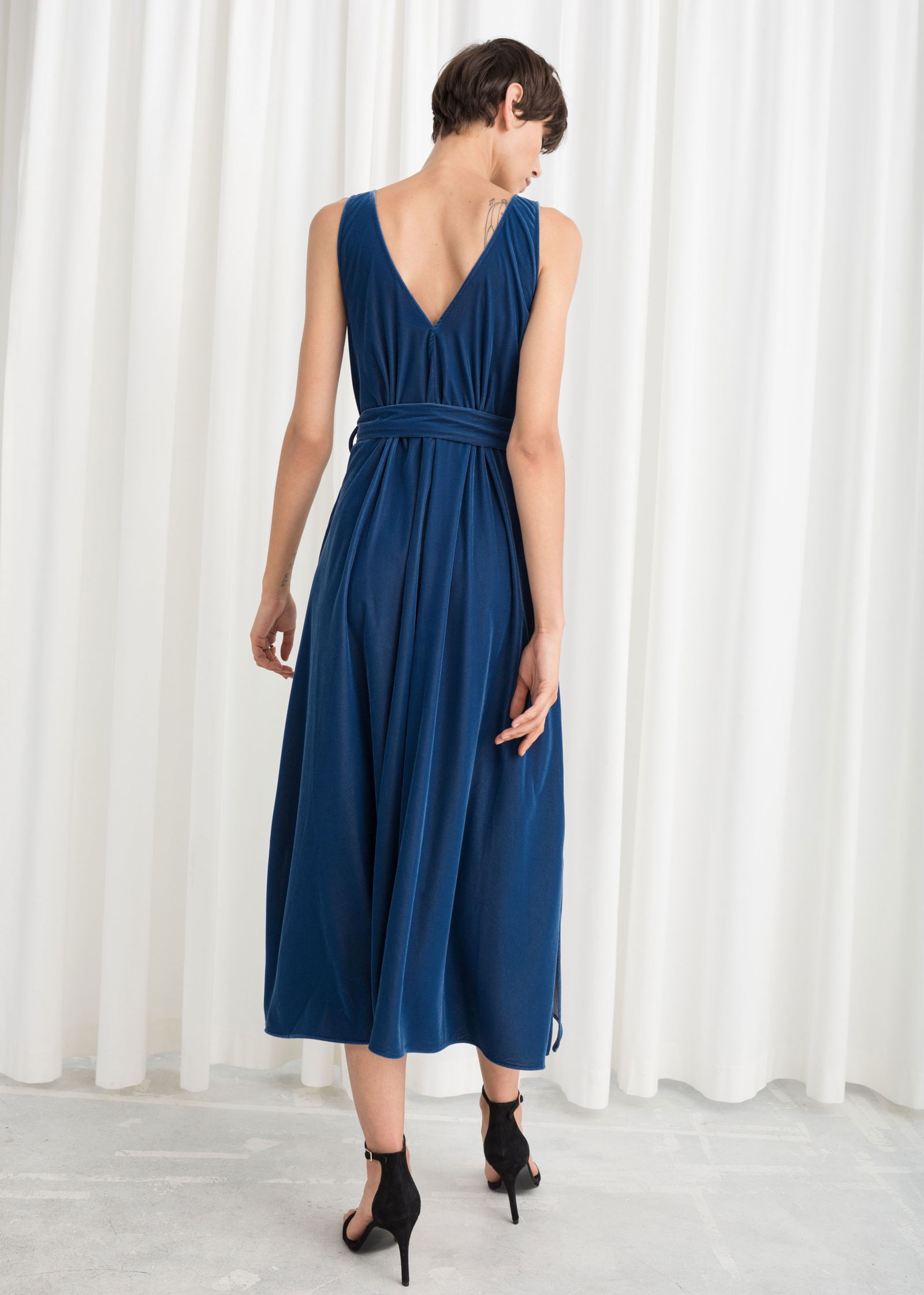 & other stories belted midi dress & Other Stories Belted Linen Midi Dress in Blue