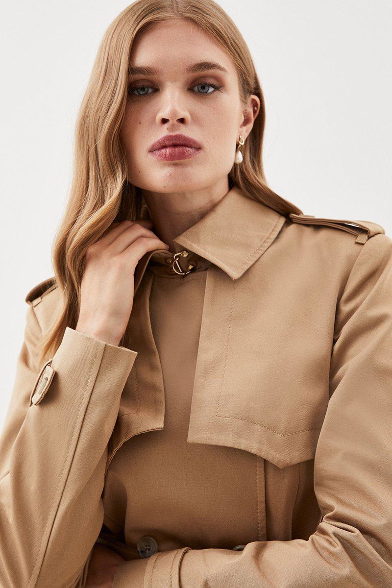 KAREN MILLEN Karen Millen x Lydia Millen - Belted Trench Coat in Camel ...