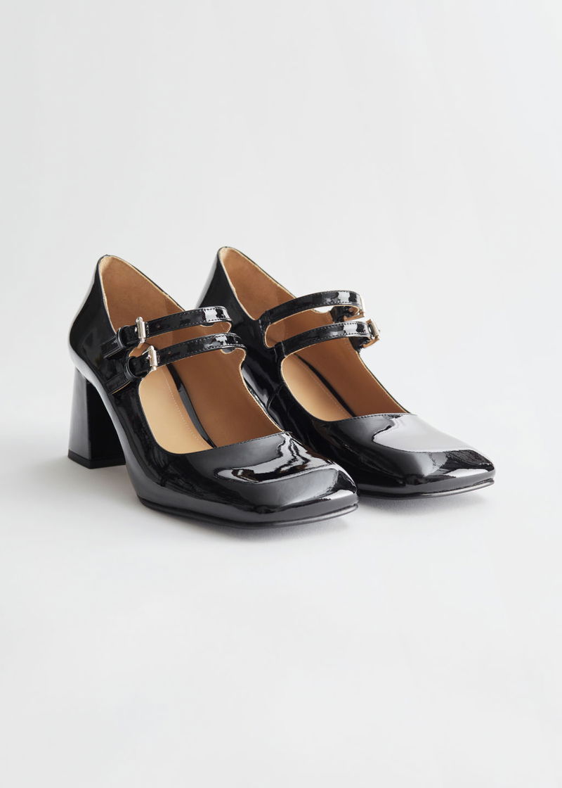 John Lewis Harrietta Mary Jane Leather Pumps, Black at John Lewis & Partners