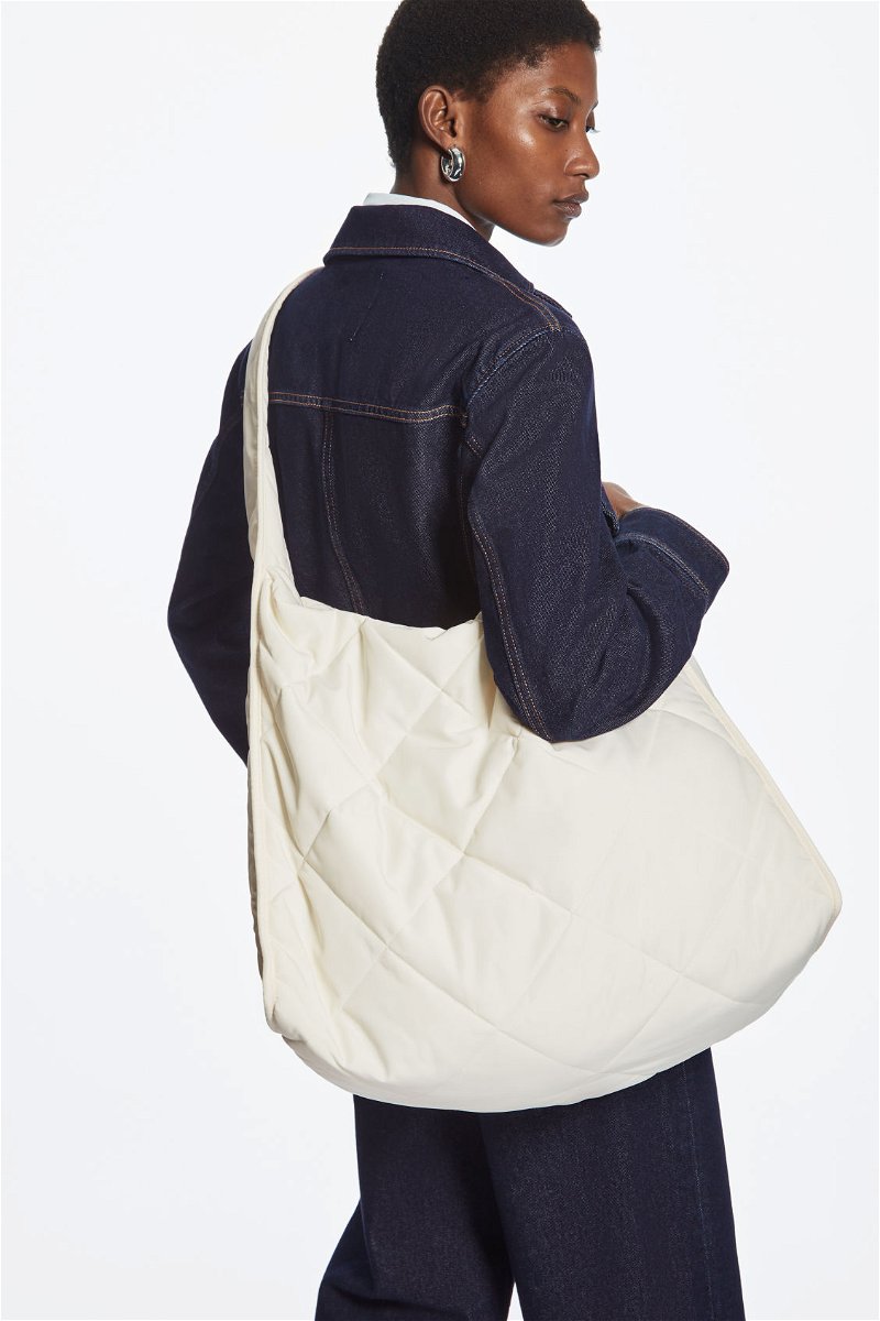 COS Oversized Quilted Bag in CREAM