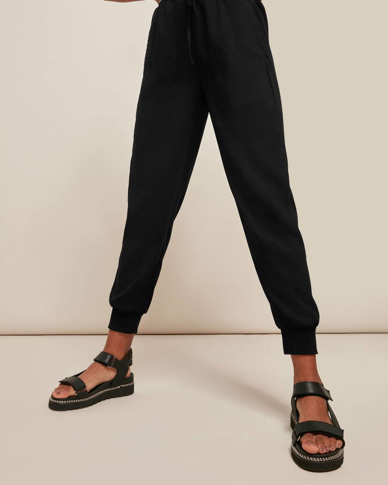 Black Rib Cuffed Crepe Jogger, WHISTLES