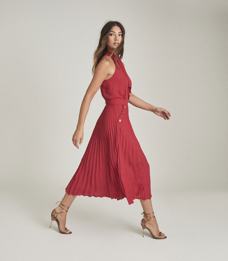 reiss roya pleated halter dress 51% off Nina Halterneck Midi Halterneck