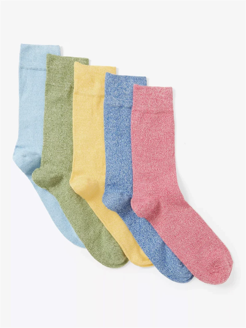 JOHN LEWIS Organic Cotton Rich Twisted Plain Socks, Pack of 5 | Endource