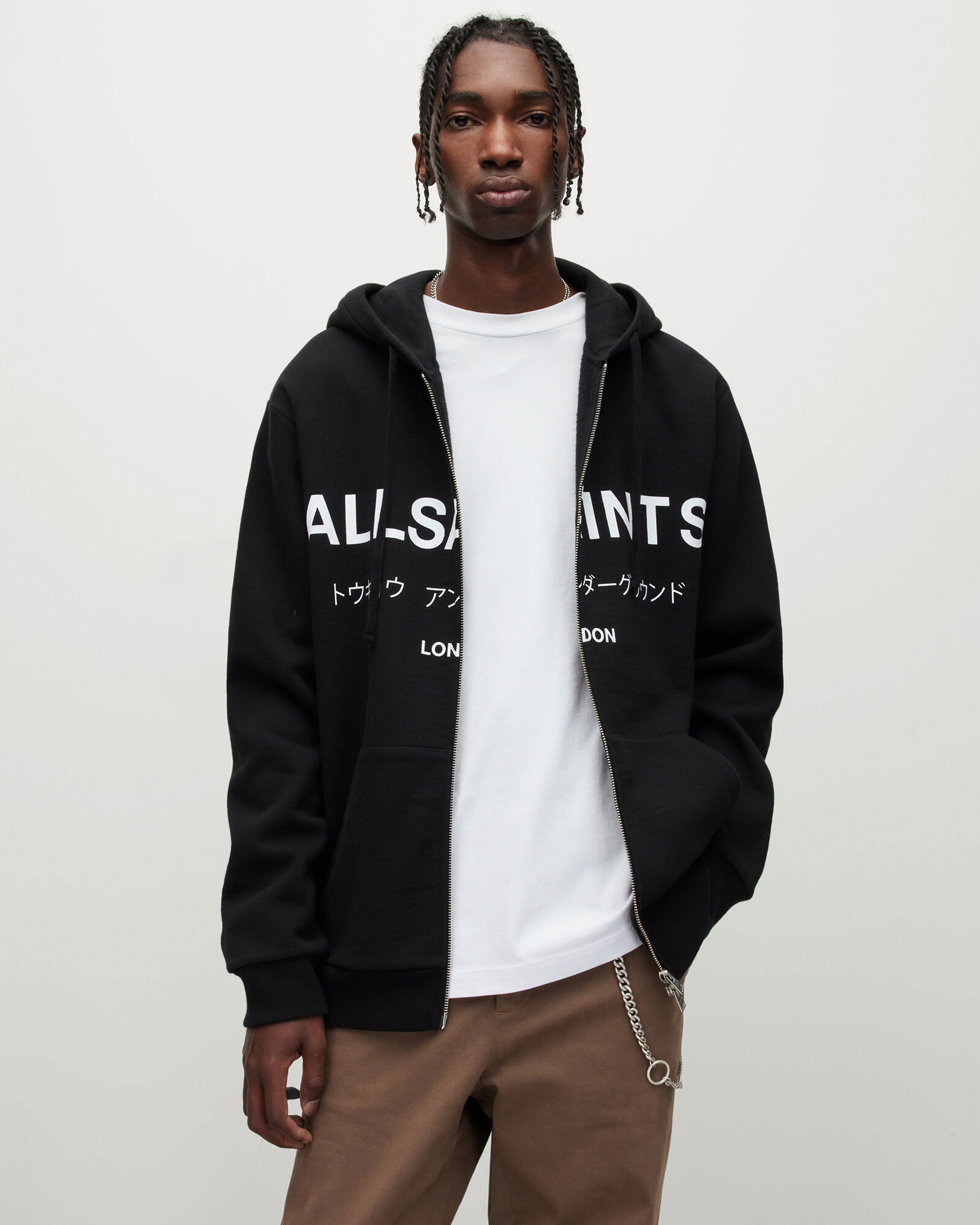 Mens Oversized Zip Up Oversized Fit Zip-through Hoodie