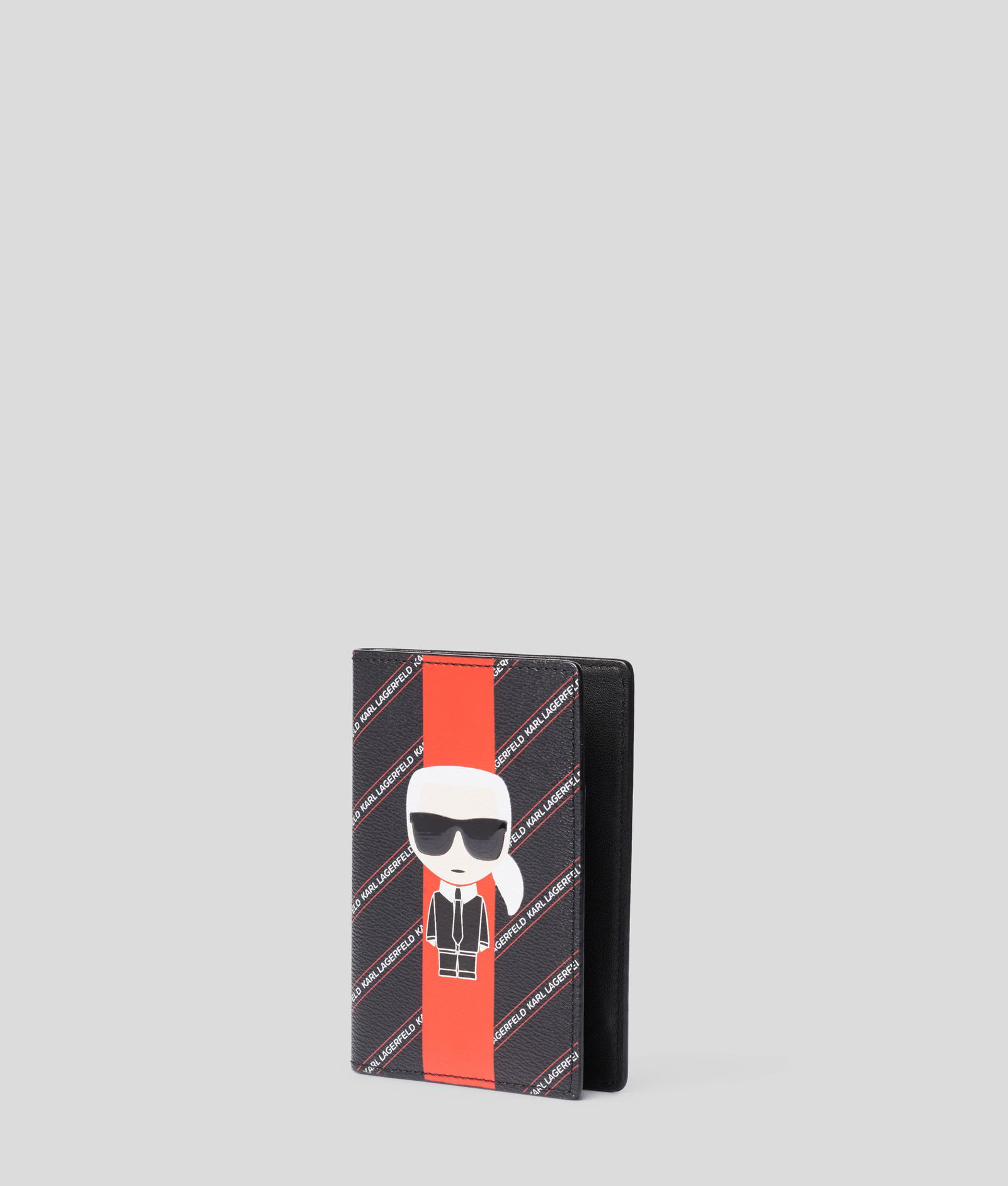KARL LAGERFELD K/Stripe Ikonik Passport Cover in Black endource