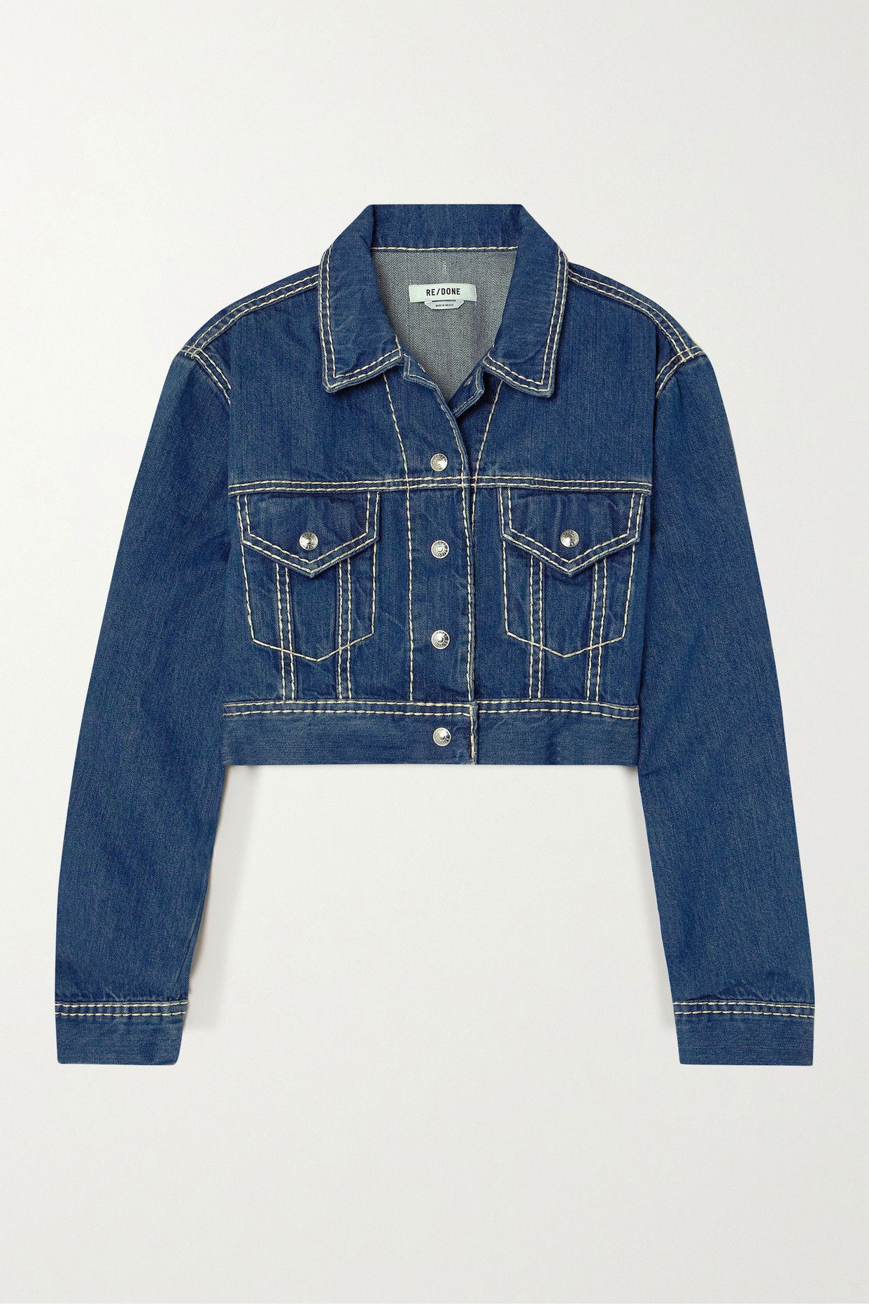 Regenerated Denim Cropped Jacket main image 1