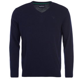 Navy Barbour wool-blend sweater with v-neck