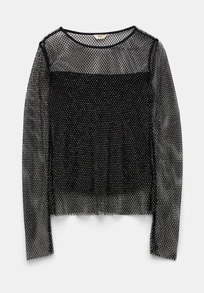 HUSH Devlin Lace Long Sleeve Top, Black