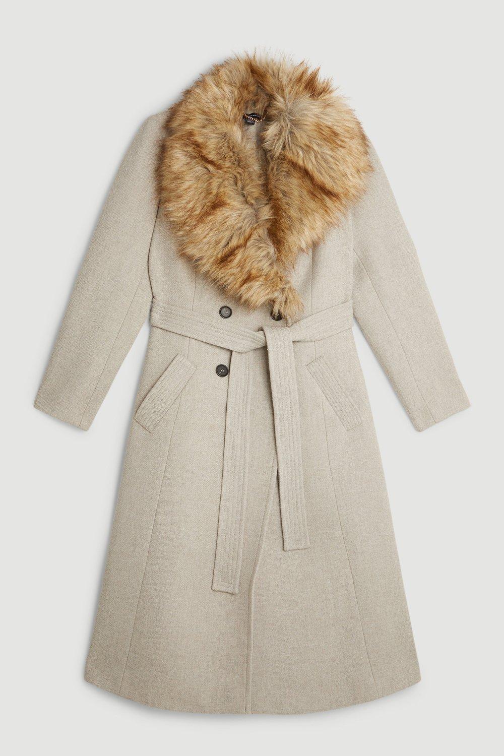 Faux Fur Collar Wool Coat