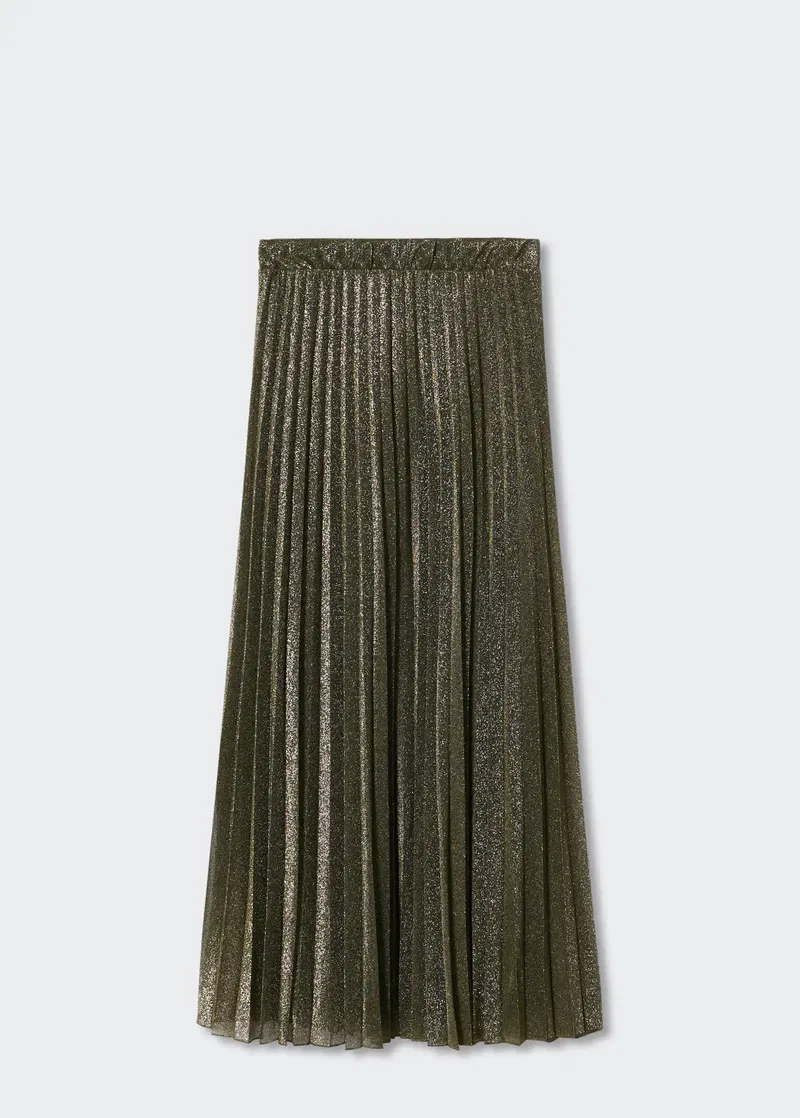 MANGO Shiny Pleated Skirt in Black | Endource