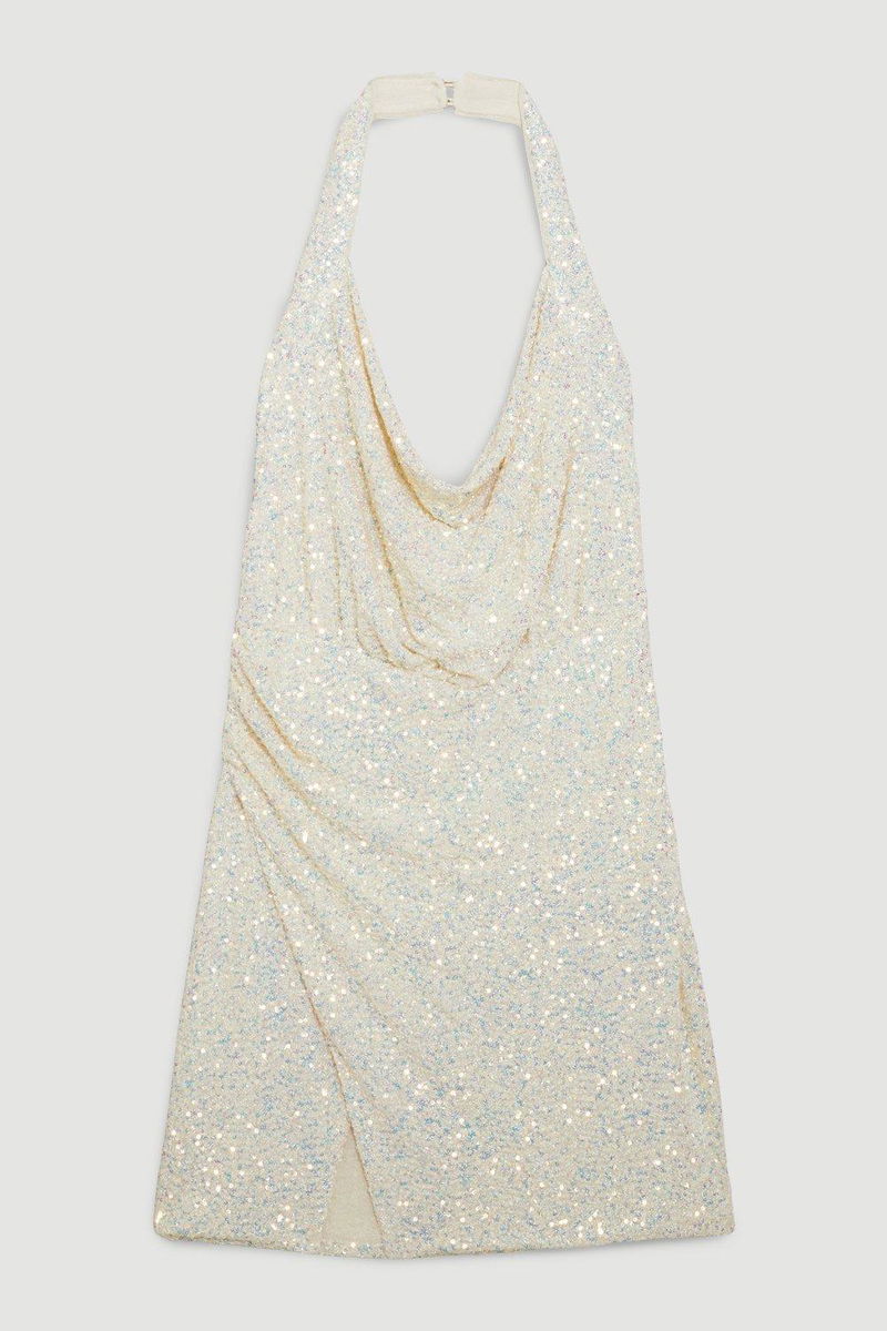 karen millen white sequin dress Karen Millen Bardot sequin white dress RRP 219 Prom