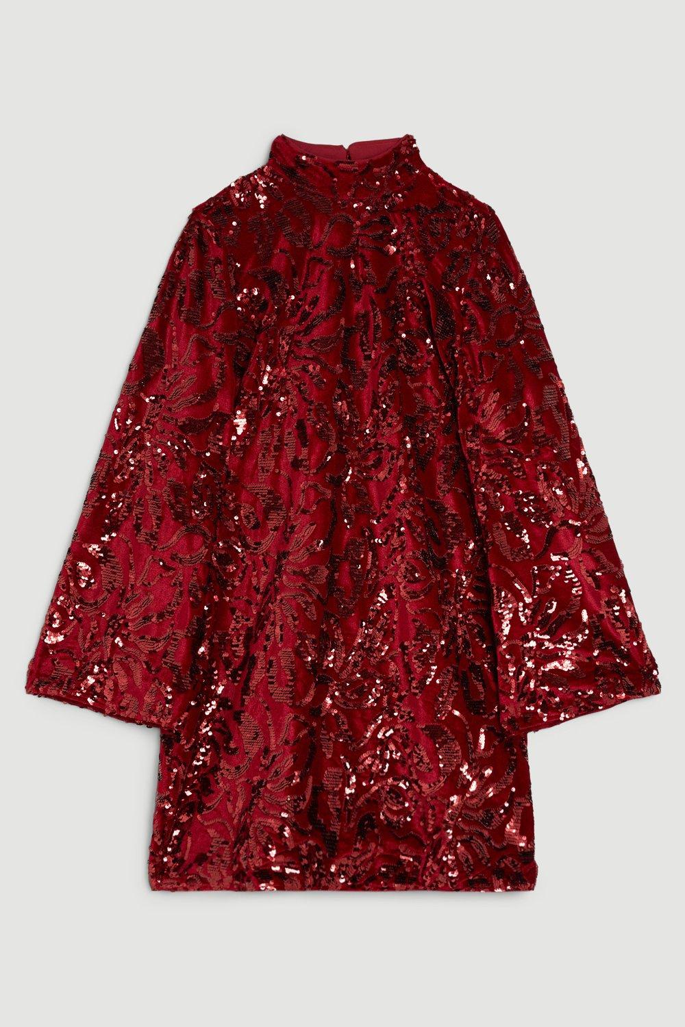 strapless open back dress Tyffen Burgundy Sequin Maxi Dress
