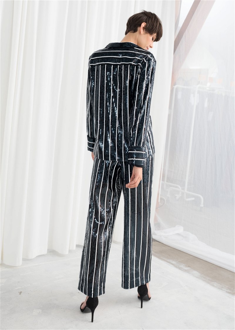 & OTHER STORIES Striped Sequin Lounge Trousers in Striped Sequin | Endource
