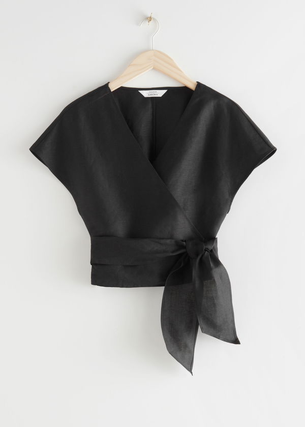 & OTHER STORIES Linen Blend Wrap Top Endource