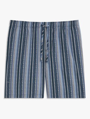 John Lewis Organic Cotton Poplin Stripe Pyjama Bottoms, Blue at