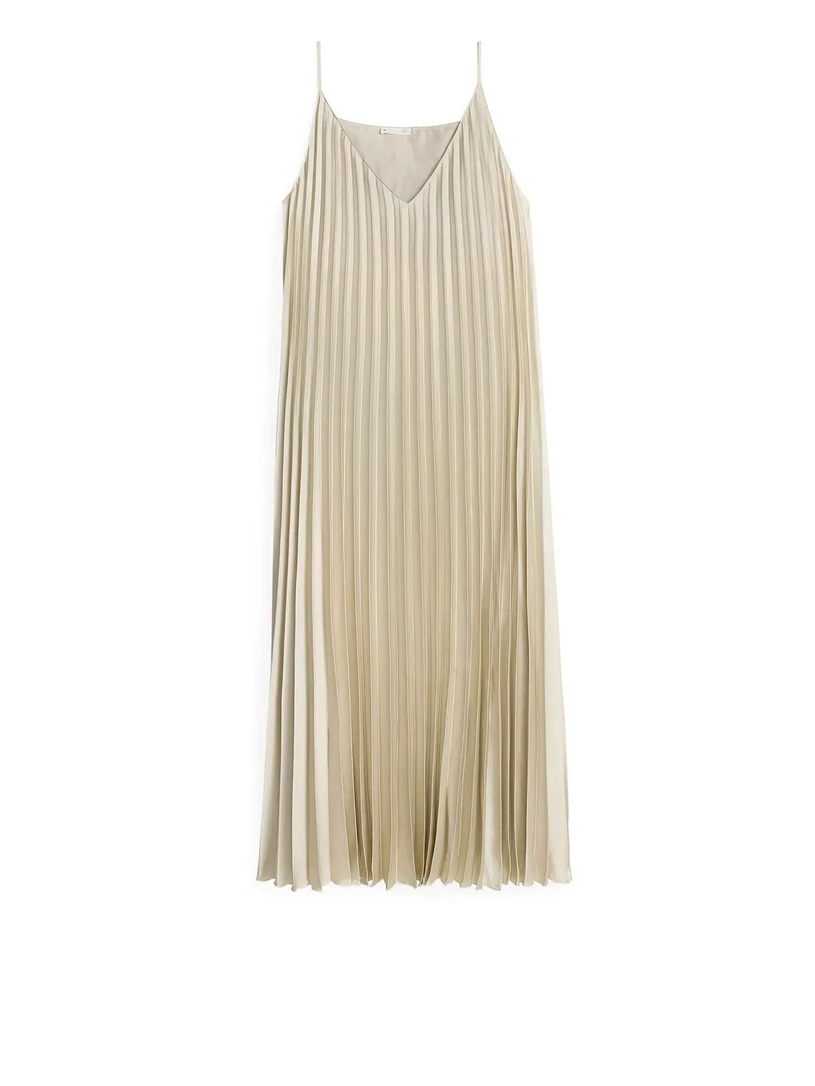 ARKET Pleated Satin Slip Dress in Beige Endource