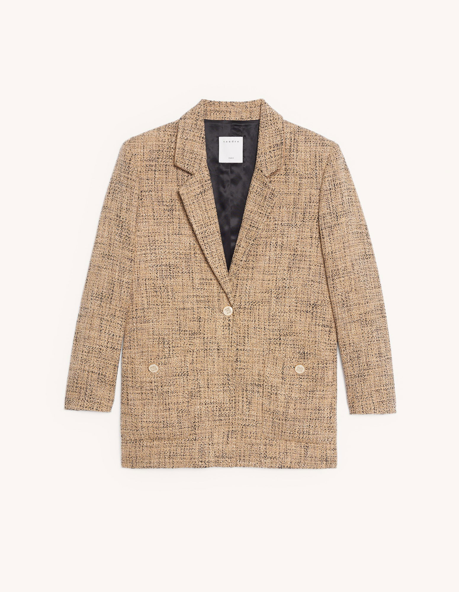 SANDRO Tweed Tailored jacket in Beige | Endource