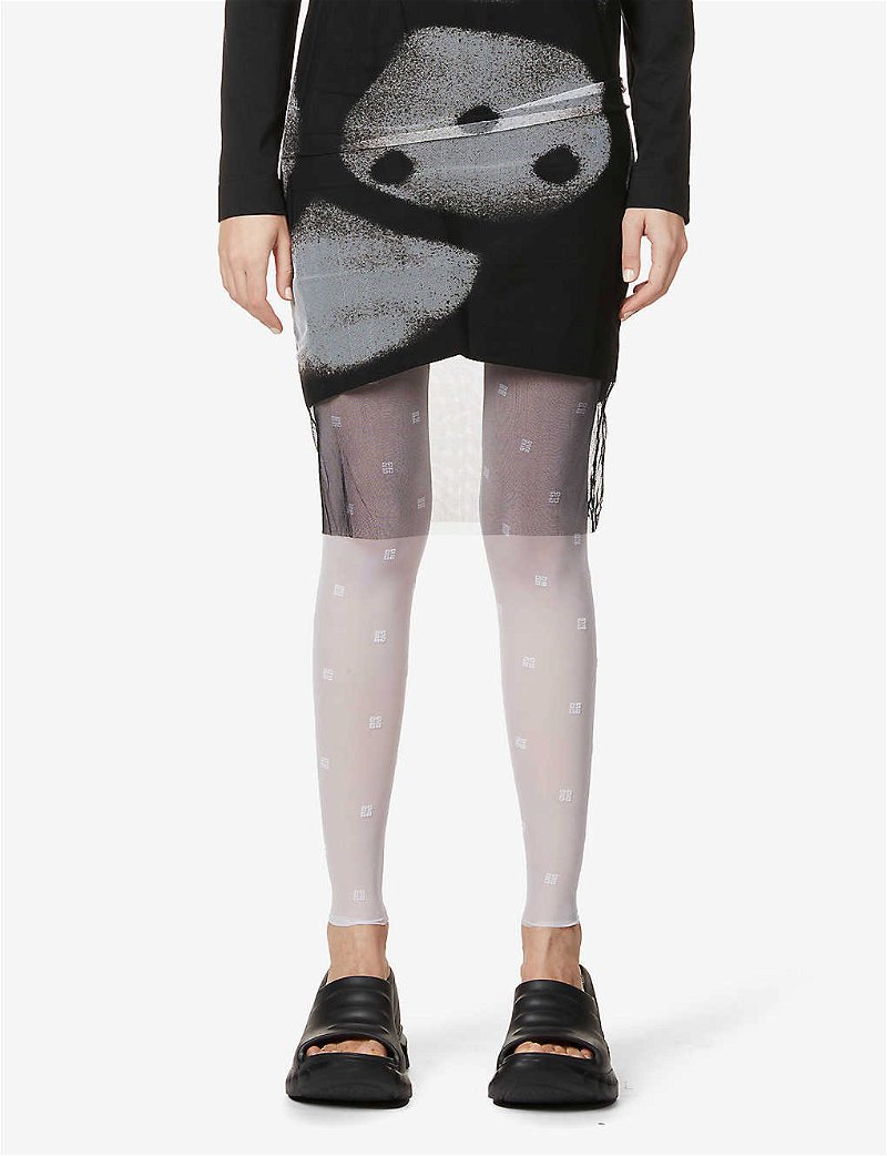 GIVENCHY Embroidered High-Rise Stretch-Mesh Leggings in WHITE