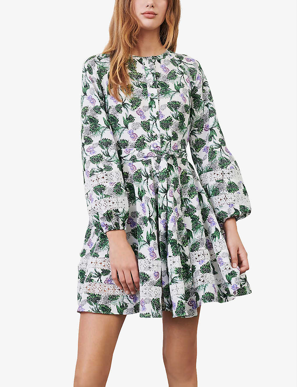 slim fit dress slacks Romance Me Lace-Up Floral Woven Mini Dress main image 0