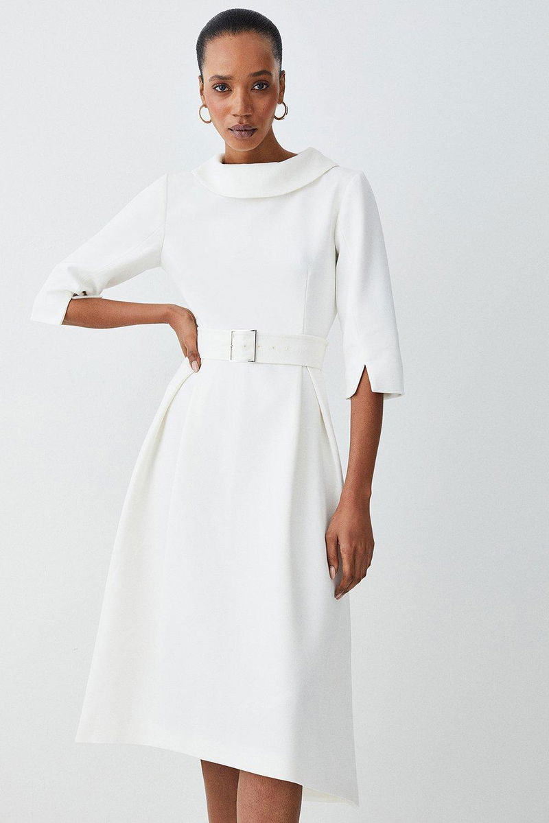 KAREN MILLEN Tall Structured Crepe Midi Dress | endource