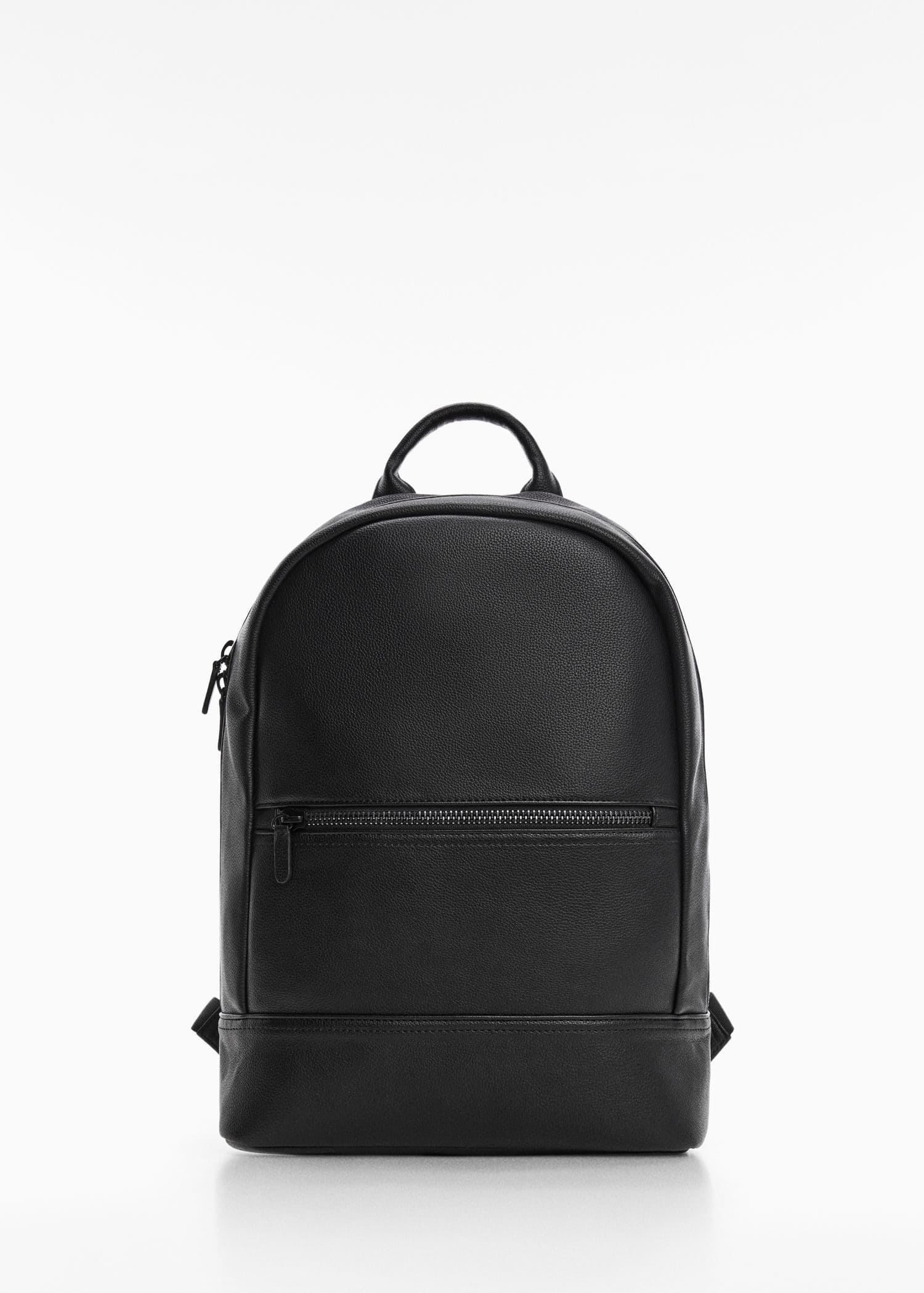 MANGO Faux Leather Backpack in Black Endource